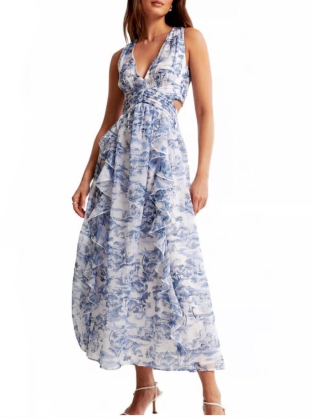 Abercrombie Blue and White Patterned Maxi Dress